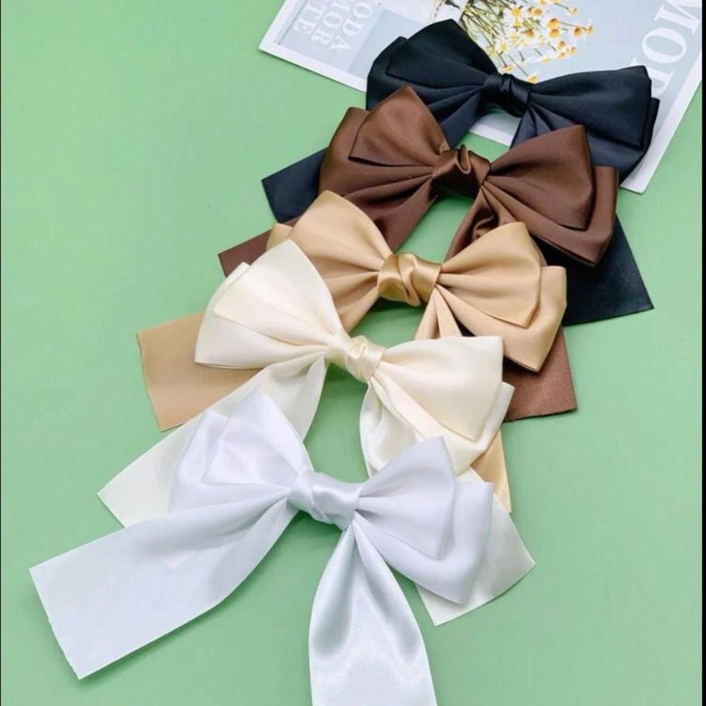 NEW Set of 5 Neutral Silky Hair Bows